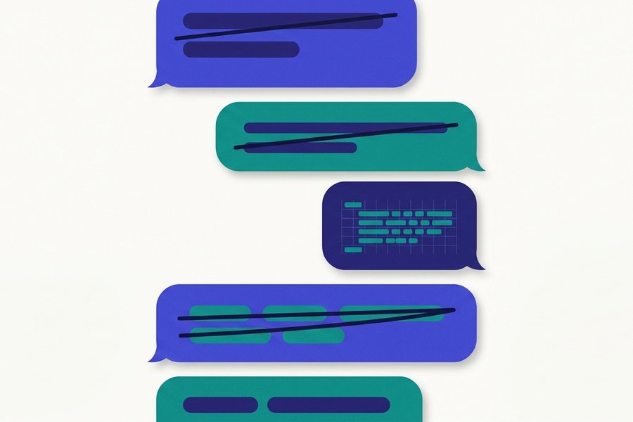 Illustration of a chat message bubble where plain text symbols turn into bold, italic and hidden spoiler formatting